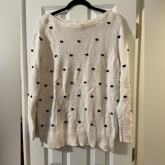 LOFT Sweaters - Loft PLUS Ivory & Black Dot Crewneck Sweater - Size 16/18